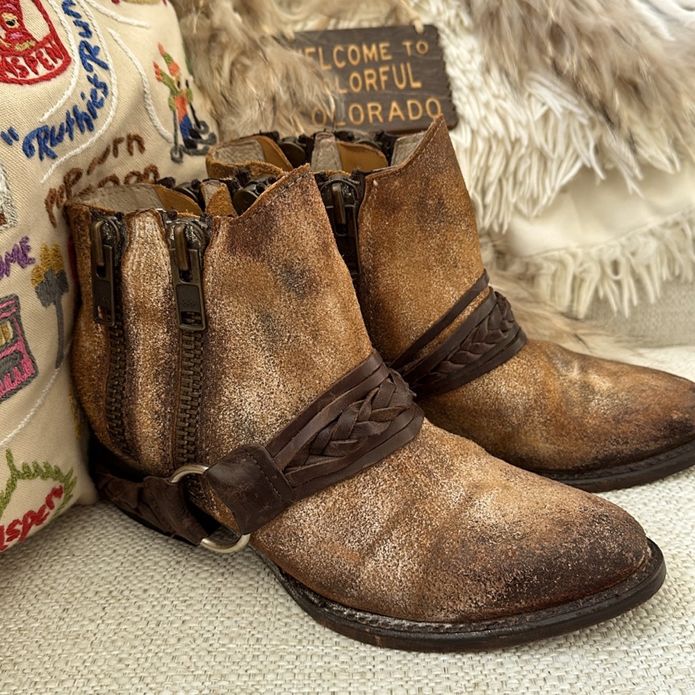 Brown Distressed Ankle Boots